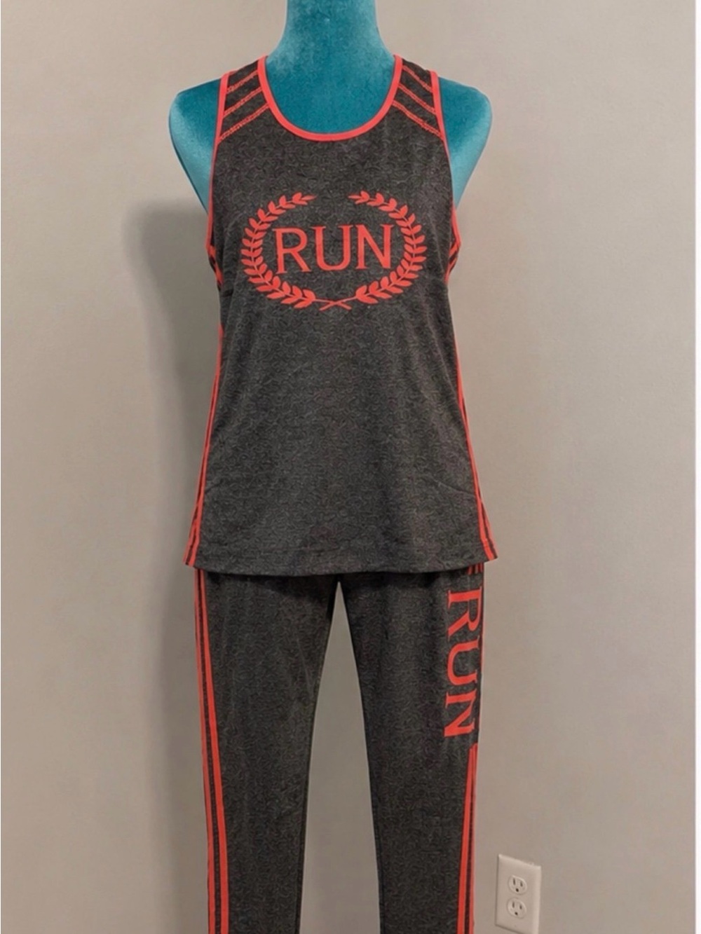 Brand New F&F Charcoal Tank & Joggers with Coral Trim